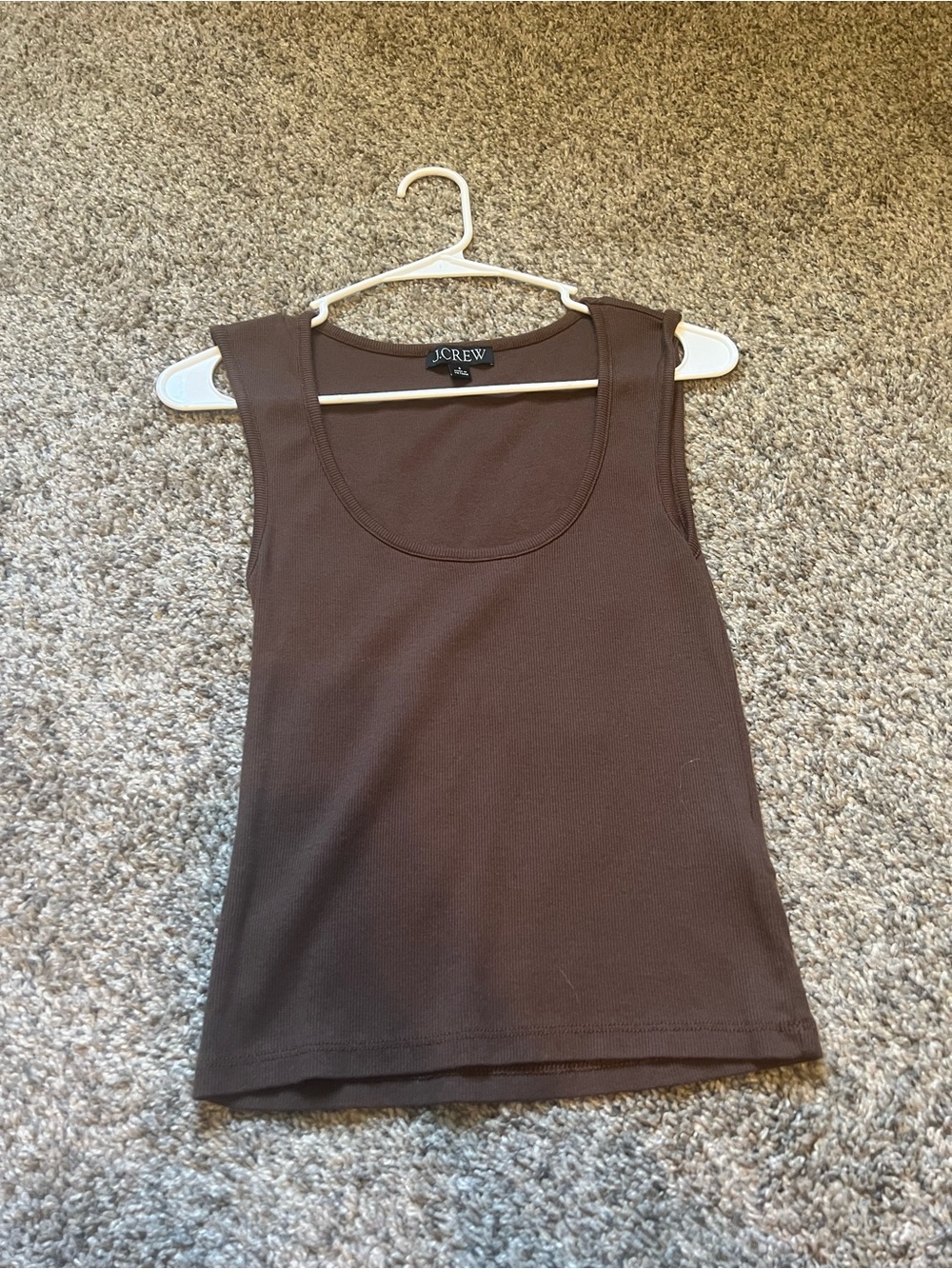 J. Crew Women's Ribbed Brown Scoop Neck Tank Top